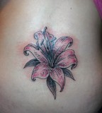 Colorful and Elegant Tiger Lily Tattoo on Neck