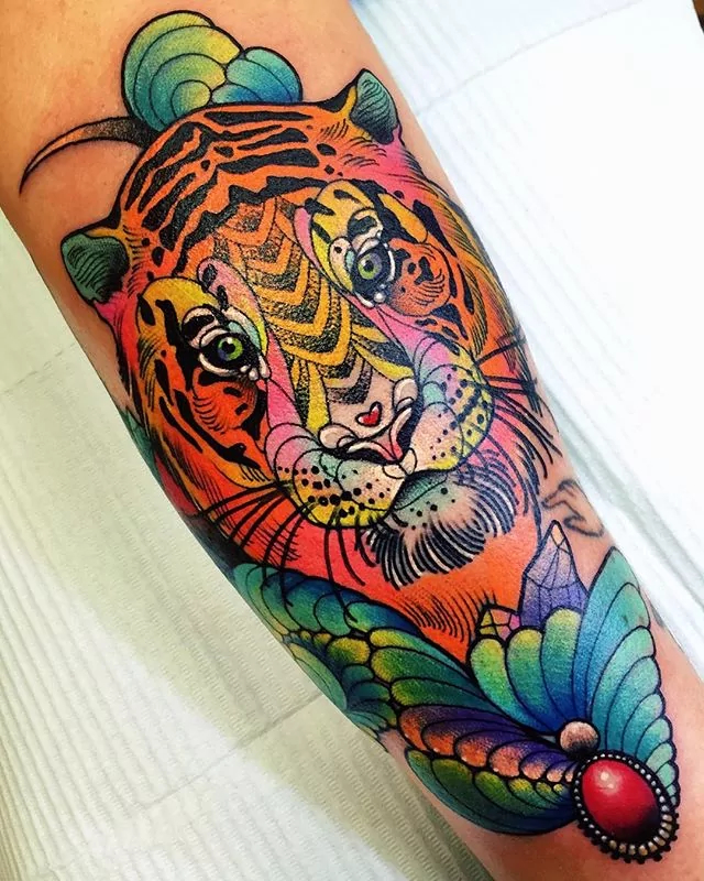 tiger trippy tattoo