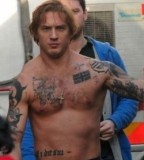 English Actor Tom Hardys Tattoos in the Body and Arm