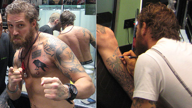 Tom Hardy Actor Turned Tattoo Artist in the Arm