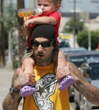 Travis Barker Tattos on Hands With Kids