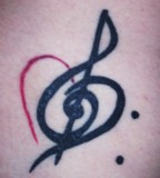 Bass Treble Clef With A Heart Tattoos