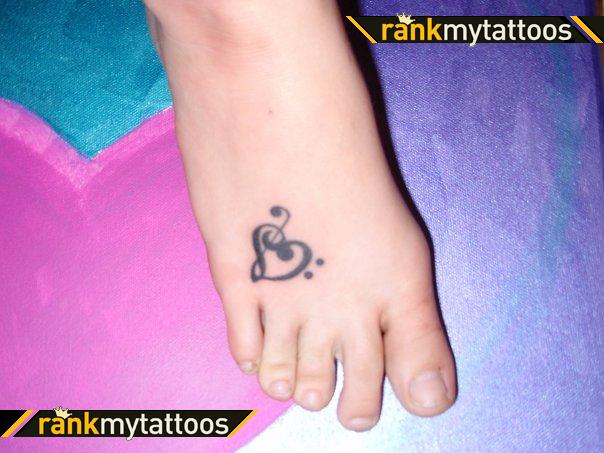Musical Heart Tattoo on Foot