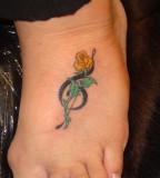 Treble Clef And Rose Tattoo - Foot tattoo Design