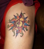 Exotic Sun Treble Clef Tattoo for Men or Women Shoulder