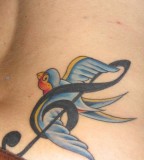 Cute Swallow with Treble Clef Tattoo 
