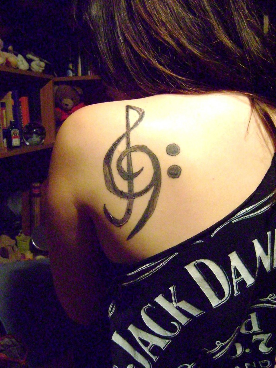 Exotic Treble bass Clef Tattoo for Women or Men