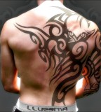 Men Tribal Tattoo Design on Arm Sleeve and Back