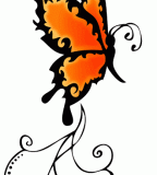 Orange Butterfly Swirly Tribal Tattoo Design Sample