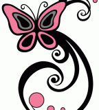 Swirly Pink Tribal Butterfly Tattoo Design Sample