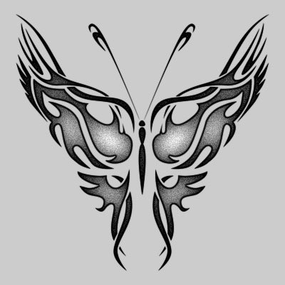Cool Silver Highlight Tribal Butterfly Tattoo Design