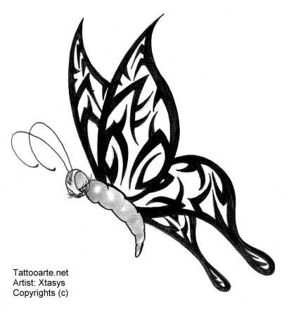 Cool Butterfly Tribal Wings Tattoo Design