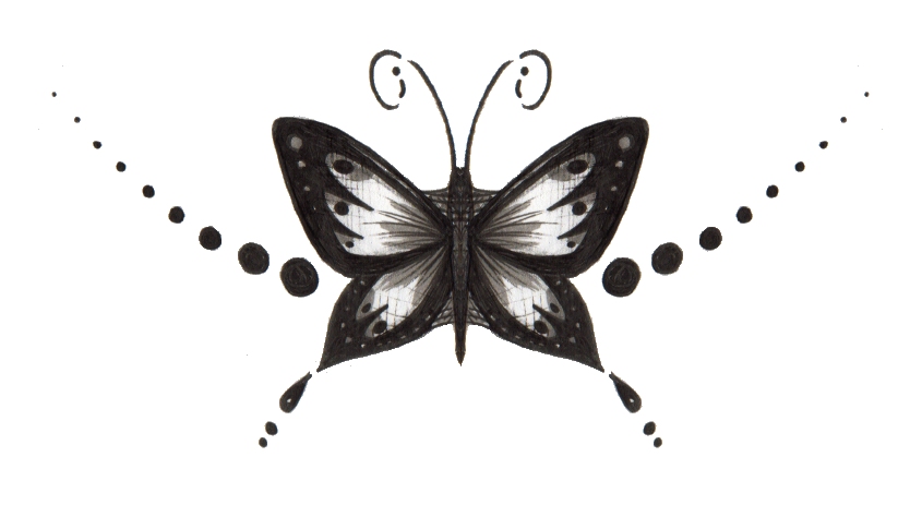 Black Grey Tribal Butterfly Tattoo Design Sample