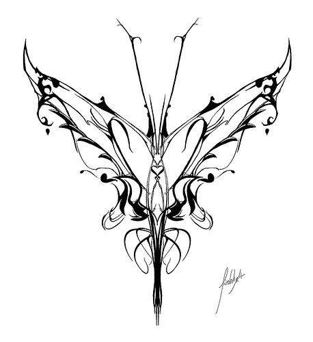 Cool Sample Sketching of Tribal Butterfly Tattoo