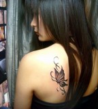Cool Girl's Back Tribal Butterfly Tattoo Design