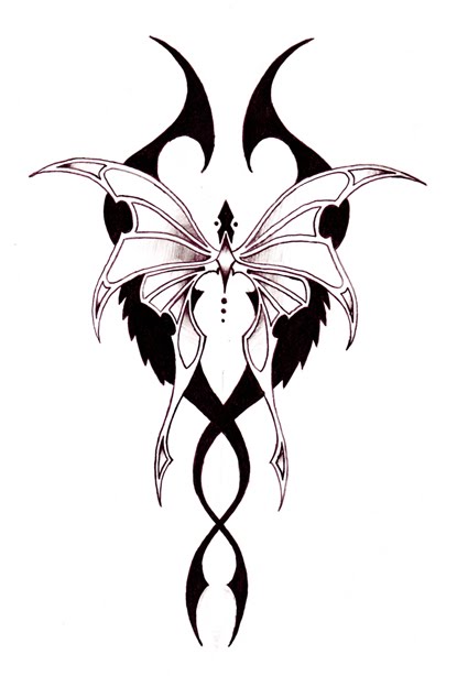 Cool Example Design of Tribal Butterfly Tattoo