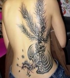 Womens Back Tribal Phoenix Tattoo Designs (NSFW)