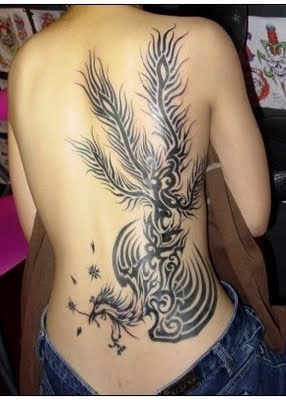 Womens Back Tribal Phoenix Tattoo Designs (NSFW)