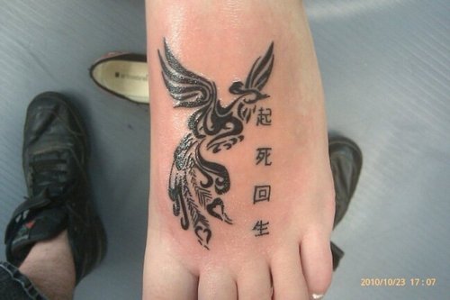 Kanji Tribal Phoenix Tattoo Designs