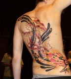 Full Colored Tribal Phoenix Tattoo