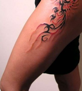 Tribal Phoenix Tattoo Designs For Thigh Women (NSFW)