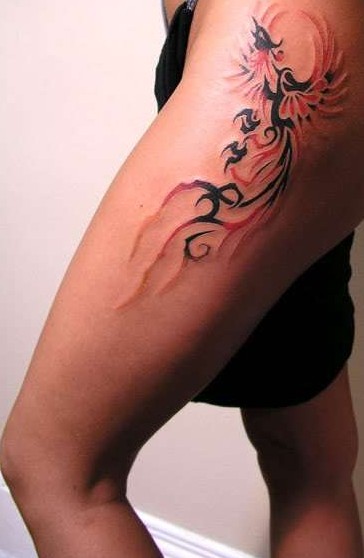 Tribal Phoenix Tattoo Designs For Thigh Women Nsfw Tattoomagz