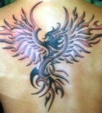The Upper Back Tribal Phoenix Tattoo Designs