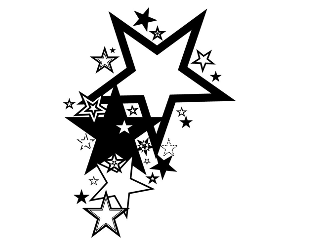 Large Black-and-White Stars Tattoo Design Ideas – Stars Tattoos