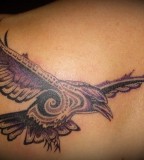 Awesome Tribal / Polynesian Crow Back-Tattoo Design for Men