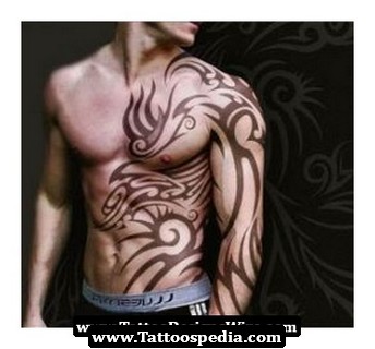 Masculine Sleeve to Ribs / Abdomen Tribal Tattoo Design for Men