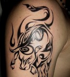 Awesome Muscle Bull / Bison Tribal Tattoo Design for Men