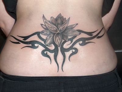 Lower Back Tribal Tattoo Design For Women