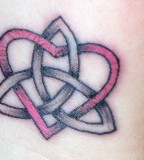 Amazing Trinity Knot Pink Heart Combination Tattoo