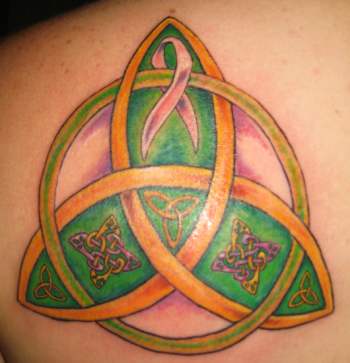 Unique Colrful Trinity Knot and Symbols Tattoo Design