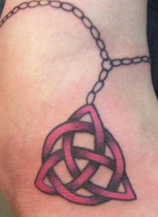 Pink Shades Trinity Knot in Chain Tattoo
