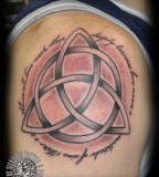 Remarkable Trinity Knot with Bible Quotes Tattoo Design for Men