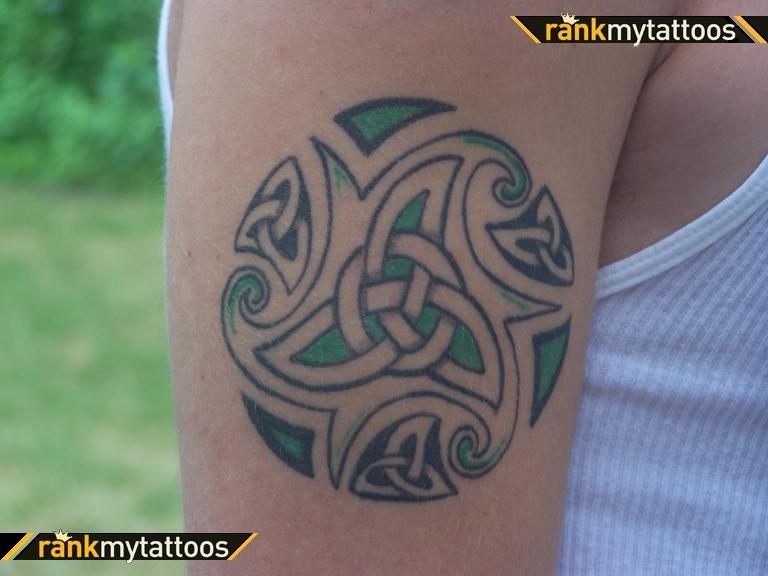Green Black Shade Triskele a.k.a Trinity Knot Celtic Knot Tattoo
