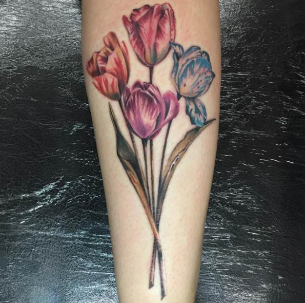 tulip bouquet flower tattoo