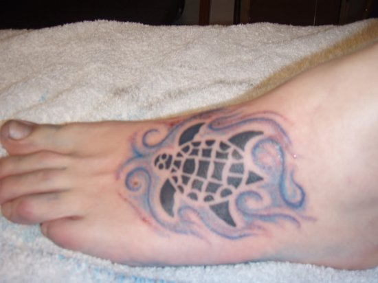 Charming Turtle Tattoo On Foot