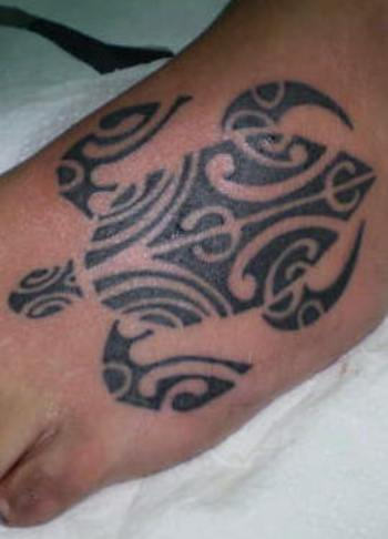 Tribal Turtle Tattoo On Foot