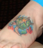 Star Turtle Tattoo on Foot Design
