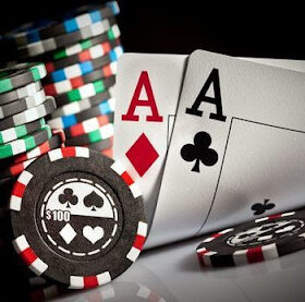 5865935 - photo gambling chips on the dark