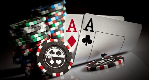 5865935 – photo gambling chips on the dark