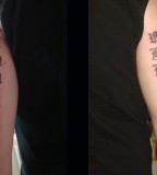 Men Upper Arm Cool Art Aequitas Veritas Tattoos