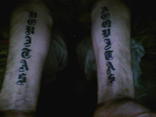 Lower Arm Cool Artistic Pairs of Veritas Aequitas Tattoos