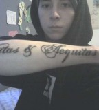 Amazing Veritas and Aequitas Lower Arm Tattoo Design for Men