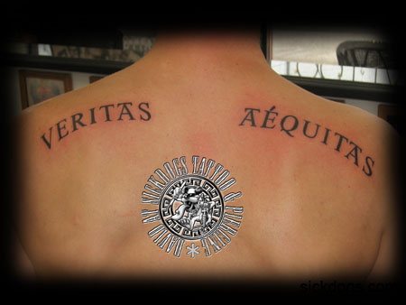 Veritas Aequitas Back David Sickdogs Tattoo