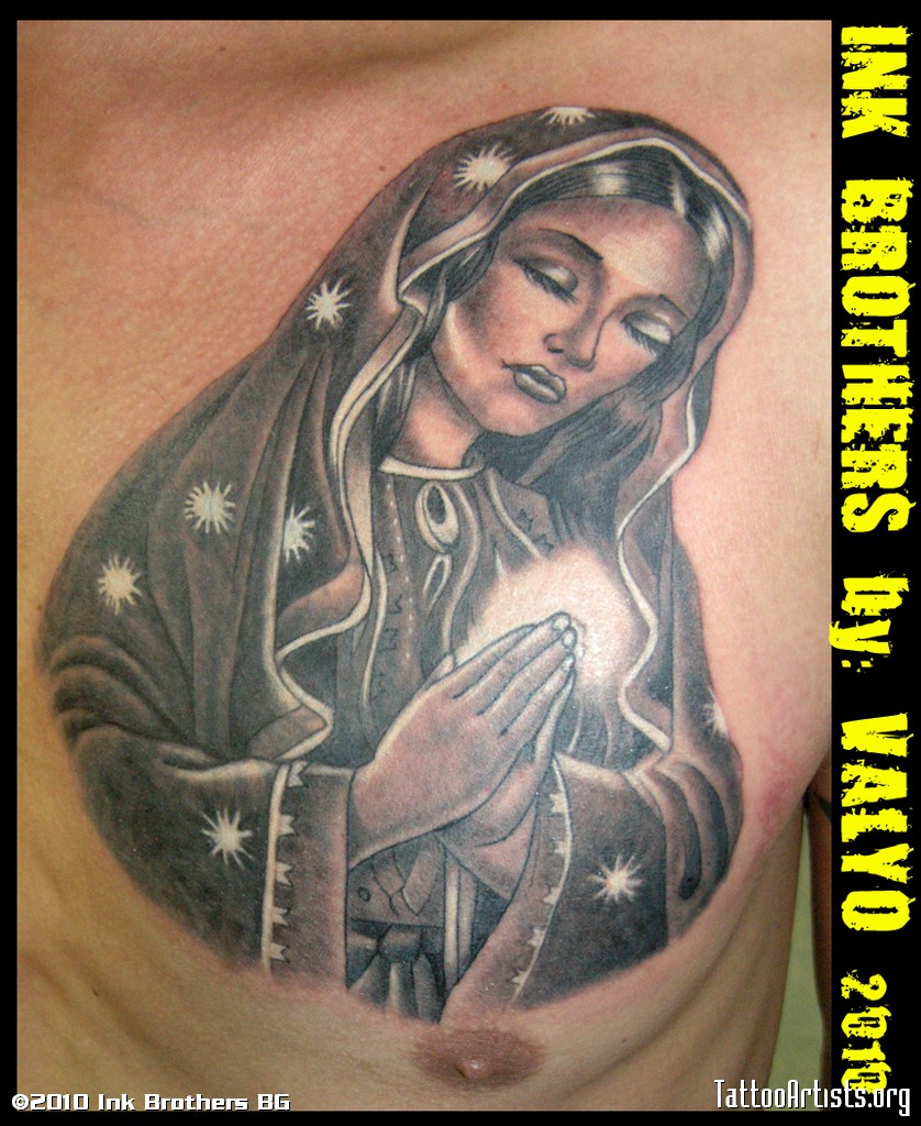 Praying Virgin Mary Tattoo Design Ideas - Christian Tattoos, Virgin Mary Ta...