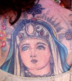 Christian Back-Tattoos of the Crowned Virgin Mary - Tattoos for Women
