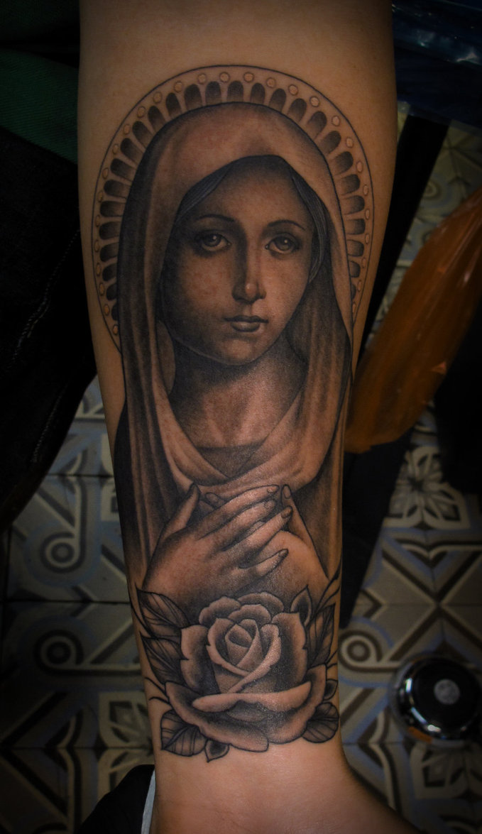 Arm-Tattoos of the Virgin Mary Tattoo Design for Men – Religious Tattoos